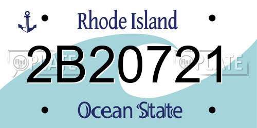 2B20721 Rhode Island License Plate
