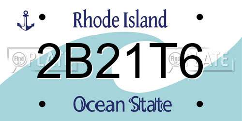 2B21T6 Rhode Island License Plate