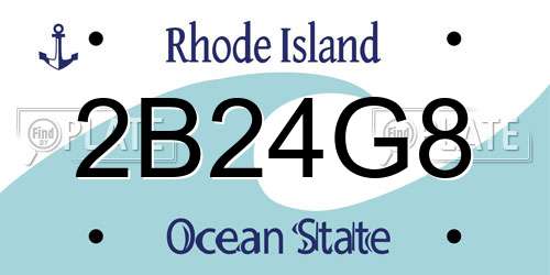 2B24G8 Rhode Island License Plate