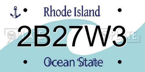 2B27W3 Rhode Island License Plate