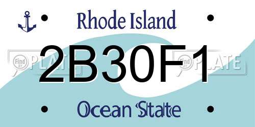 2B30F1 Rhode Island License Plate
