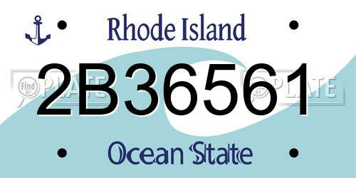 2B36561 Rhode Island License Plate