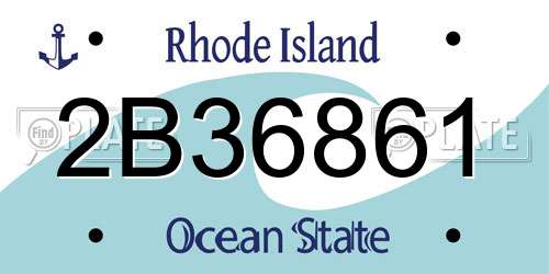 2B36861 Rhode Island License Plate