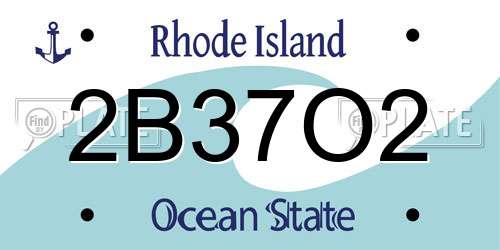 2B37O2 Rhode Island License Plate