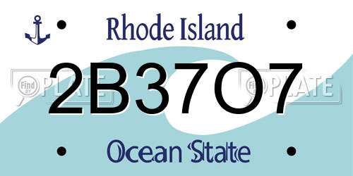 2B37O7 Rhode Island License Plate