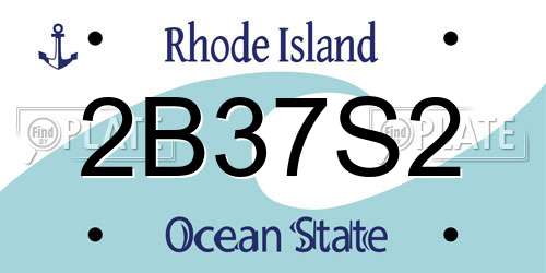 2B37S2 Rhode Island License Plate