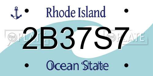 2B37S7 Rhode Island License Plate
