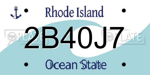 2B40J7 Rhode Island License Plate