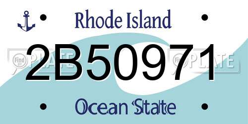 2B50971 Rhode Island License Plate