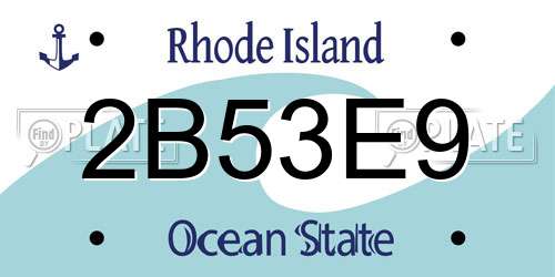 2B53E9 Rhode Island License Plate