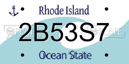 2B53S7 Rhode Island License Plate