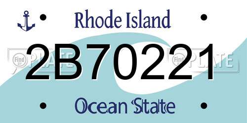 2B70221 Rhode Island License Plate