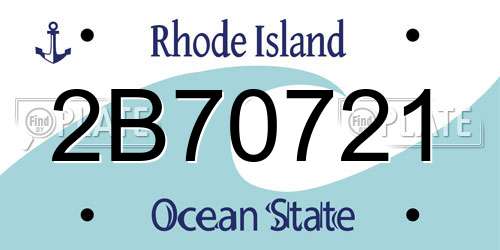 2B70721 Rhode Island License Plate