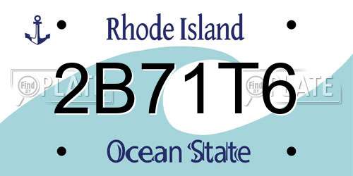 2B71T6 Rhode Island License Plate