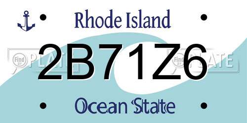 2B71Z6 Rhode Island License Plate