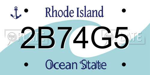 2B74G5 Rhode Island License Plate