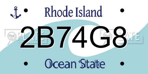 2B74G8 Rhode Island License Plate