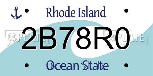2B78R0 Rhode Island License Plate
