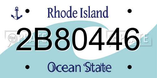 2B80446 Rhode Island License Plate