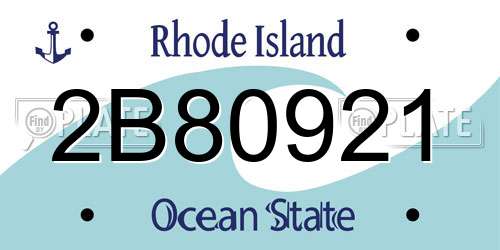 2B80921 Rhode Island License Plate