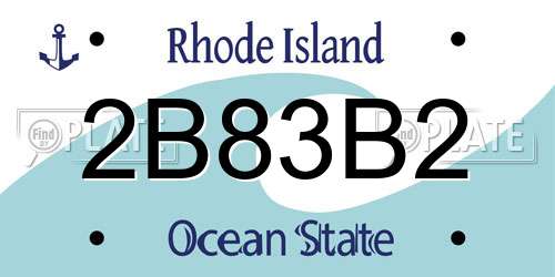 2B83B2 Rhode Island License Plate