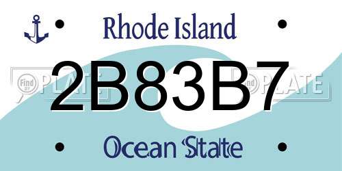2B83B7 Rhode Island License Plate