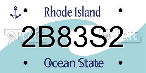 2B83S2 Rhode Island License Plate