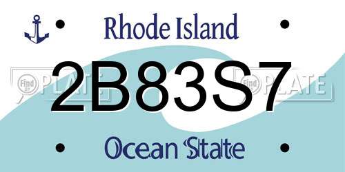 2B83S7 Rhode Island License Plate