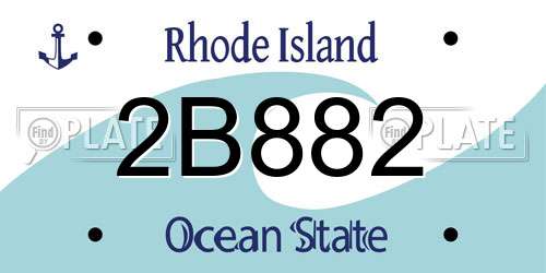 2B882 Rhode Island License Plate