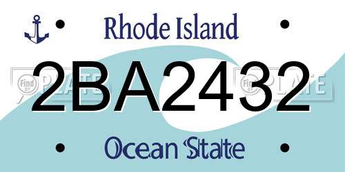 2BA2432 Rhode Island License Plate