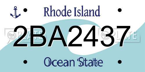 2BA2437 Rhode Island License Plate