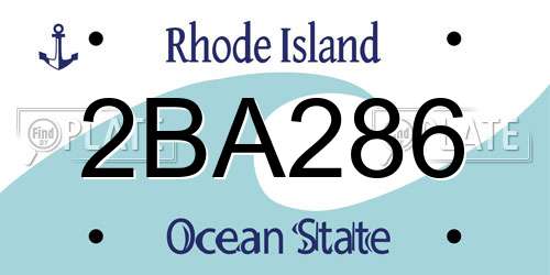 2BA286 Rhode Island License Plate
