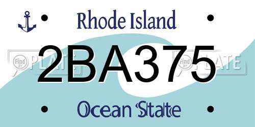 2BA375 Rhode Island License Plate