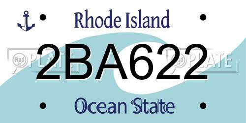 2BA622 Rhode Island License Plate