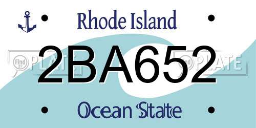 2BA652 Rhode Island License Plate