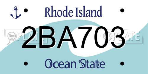 2BA703 Rhode Island License Plate