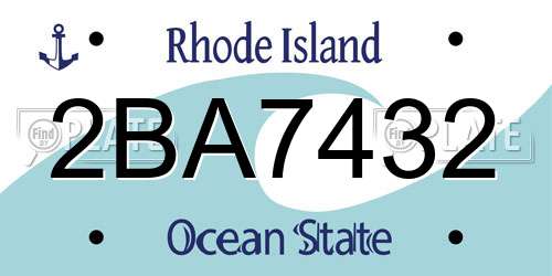 2BA7432 Rhode Island License Plate