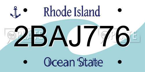 2BAJ776 Rhode Island License Plate