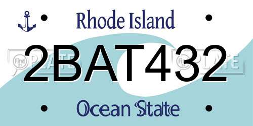 2BAT432 Rhode Island License Plate