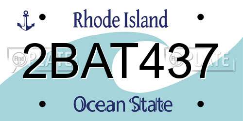 2BAT437 Rhode Island License Plate