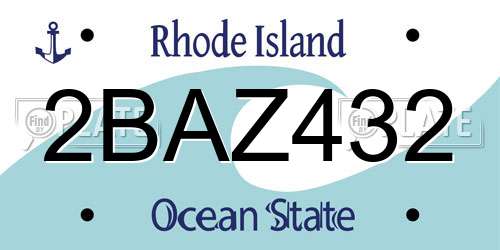 2BAZ432 Rhode Island License Plate