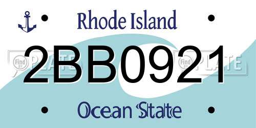 2BB0921 Rhode Island License Plate