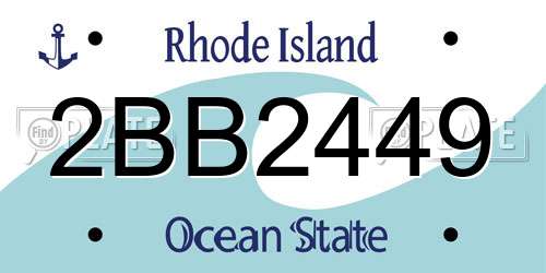 2BB2449 Rhode Island License Plate