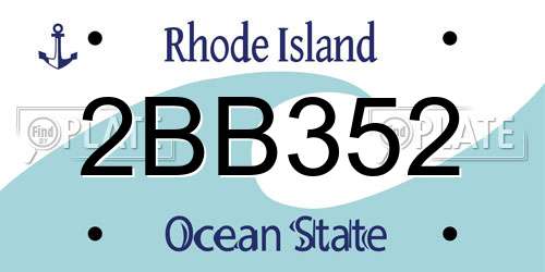 2BB352 Rhode Island License Plate