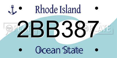 2BB387 Rhode Island License Plate
