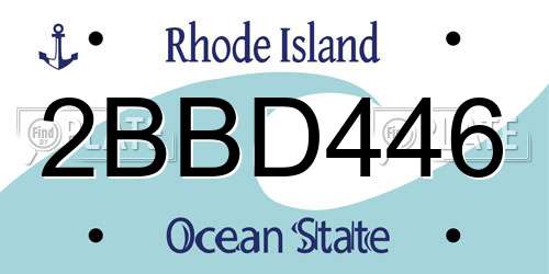 2BBD446 Rhode Island License Plate