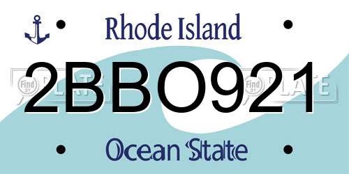 2BBO921 Rhode Island License Plate