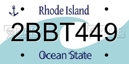 2BBT449 Rhode Island License Plate
