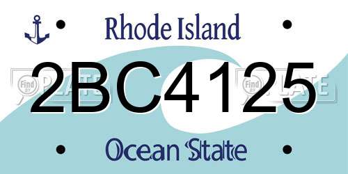 2BC4125 Rhode Island License Plate