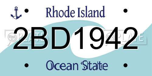 2BD1942 Rhode Island License Plate